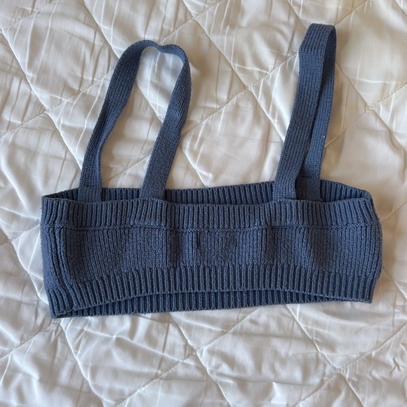 weworewhat danielle beenstein knit blue crop top - Picture 4 of 5